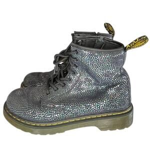 Unisex Dr. Martens Pascal 1460 Lace-Up Metallic Suede Combat Boot SZ M4/W5 Black